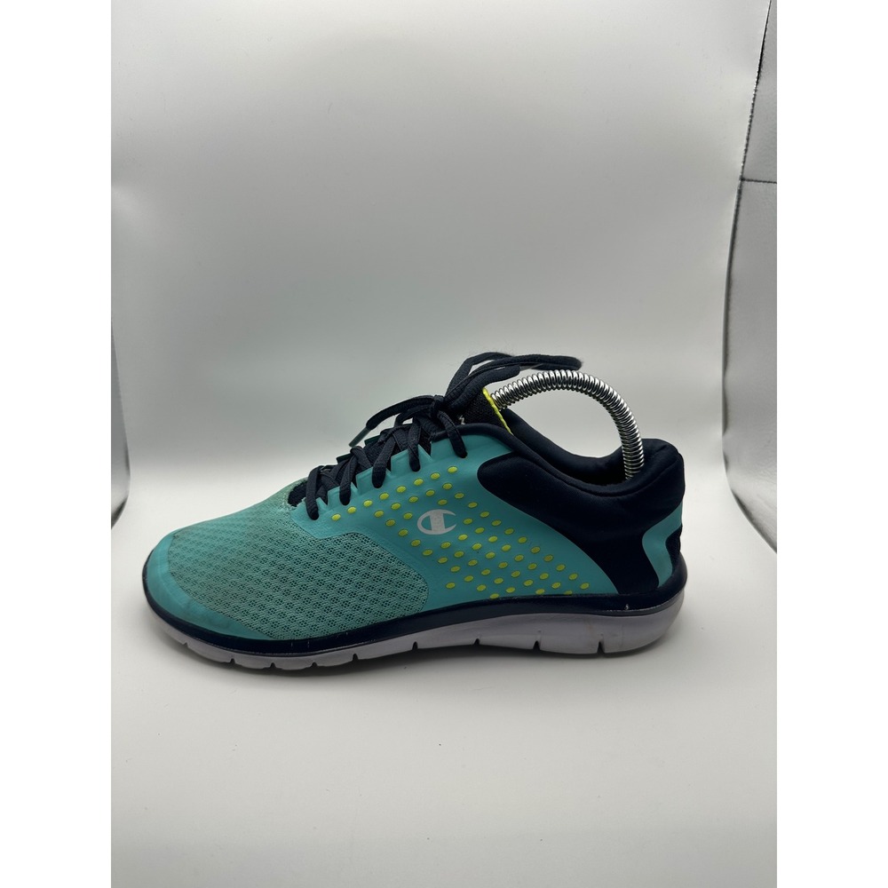 Champion Running Shoes Women 8 Teal Navy Yellow Good Mesh Lace Up Sneakers
